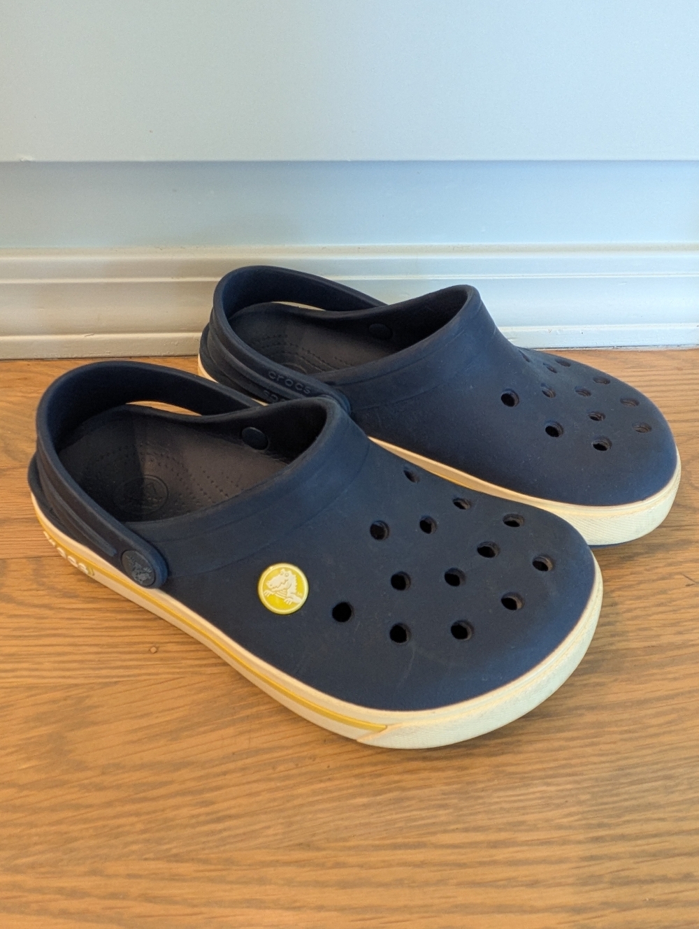 CROCS Kids Navy Blue and Yellow Classic Clog